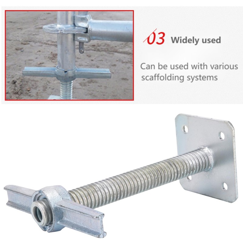 Scaffold 12" Adjustable Leveling Galvanized Screw Jack with Base Plate,