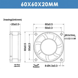 WINSINN DC 60mm Fan 24V 6020 Dual Ball Bearing Brushless Cooling 60x20mm 2PIN (Pack of 4Pcs)