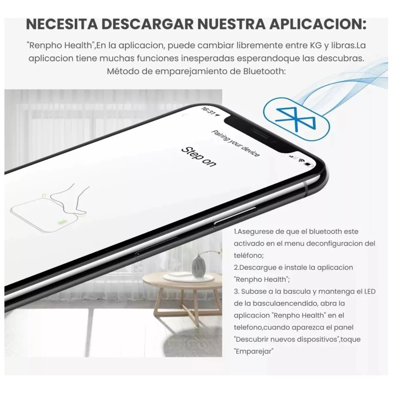 Bascula Digital Peso Baño Bluetooth Personas 175 Kg Pesa Corporal