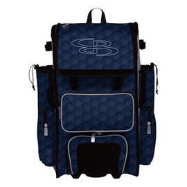 Boombah Rolling Superpack 2.0 3DHC Baseball/Softball Gear Bag - 23-1/2" x 13-1/2" x 9-1/2" - Navy/Gray - Telescopic Handle - Holds 4 Bats - Wheeled Version