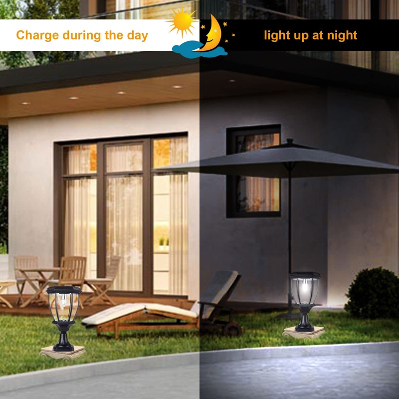 Kendal Large Outdoor Solar Powered LED Light Lamp (Black-8405)