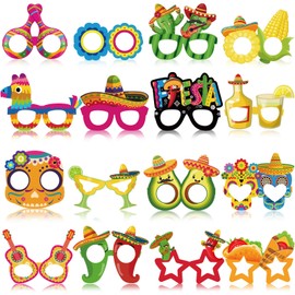 32 Pcs Mexican Fiesta Party Decorations Paper Eyeglasses Cinco De Mayo Birthday Party Favors Photo Booth Props Supplies for Mexican Festival Party Day of the Dead Holiday Decor