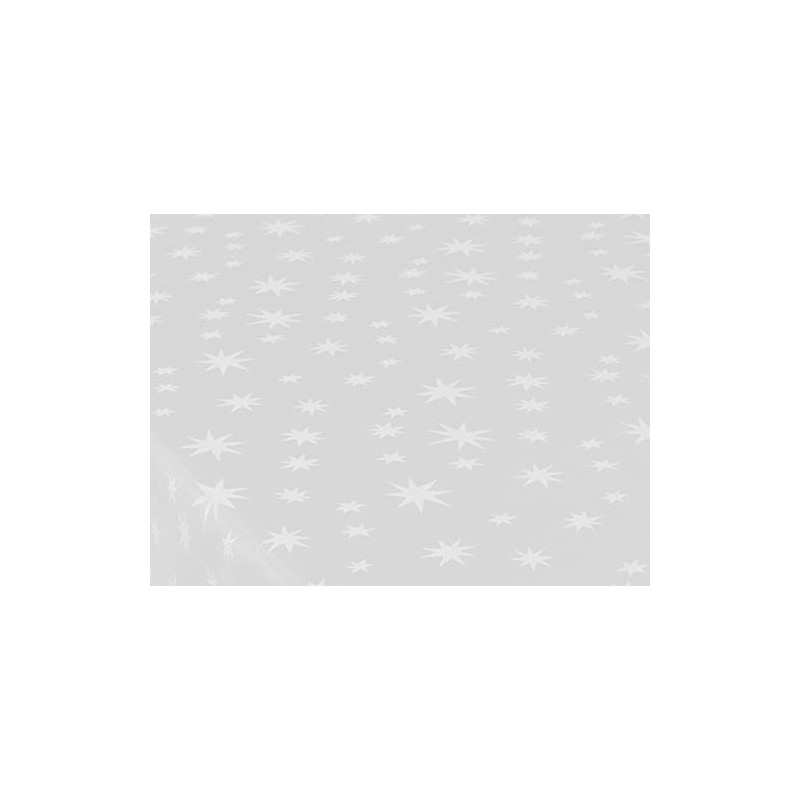 Diana Cowpe WHITE CHRISTMAS SEASONAL STAR PATTERN TABLECLOTH Metallic Silver