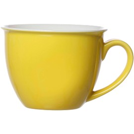 Ritzenhoff & Breker Doppio Jumbotasse, Jumbo Obere, Milchkaffee Obertasse, Ober Tasse, Geschirr, Porzellan, Sonnengelb, 350 ml, 565027, 1 Stück
