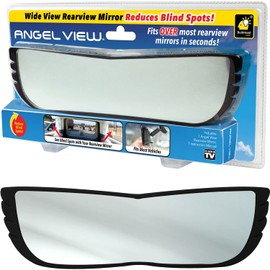 New Improved Angel View Wide-Angle Rearview Mirror AS-SEEN-ON-TV Reduce Blind Spots, Installs in Seconds, Fits Most Cars, SUVs & Trucks