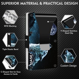 Picture It 3D Carbon Fiber Minimalist Slim Wallet For Men - Front Pocket RFID Blocking Credit Card Holder With Metal Money Clip (Lone Wolf)