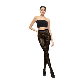 Wolford Sylvie Tights For Women Pantyhose Hosiery Stocking Contemporary High-Impact Lattice Net Pattern & Sheer-Opaque Finish, Black, Small