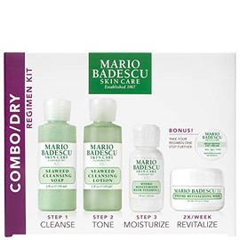 Mario Badescu Combo/Dry Regimen Kit de 5 piezas, set de regalo para el cuidado de la piel que incluye jabón limpiador de algas marinas, loción limpiadora de algas marinas, hidrohidratante, mascarilla revitalizante enzimática y crema hialurónica para ojos