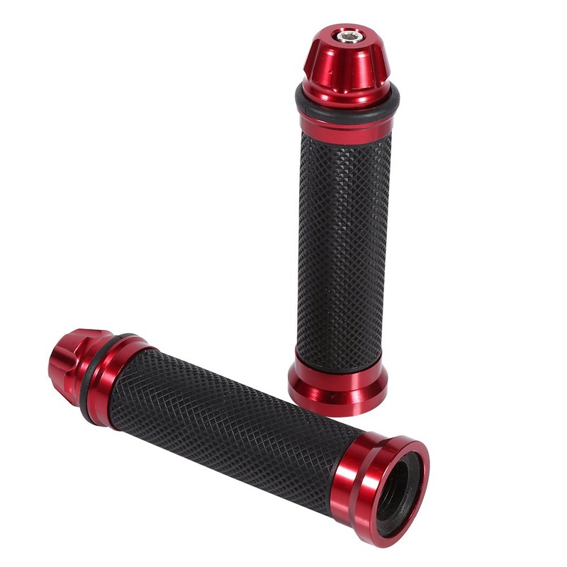 Qiilu Motorcycle CNC Aluminium Rubber Handlebar Grips for 7/8 Inch