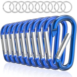 Sprookber 3 Inch Aluminium Carabiner D-Ring – Snap Hook Clips with Spring Snap Hooks for Key Ring Clip – Pack of 10