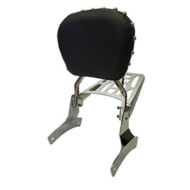 Studded Contoured - Sissy Bar Backrest & Luggage Rack for 98+ Honda Shadow Ace VT750