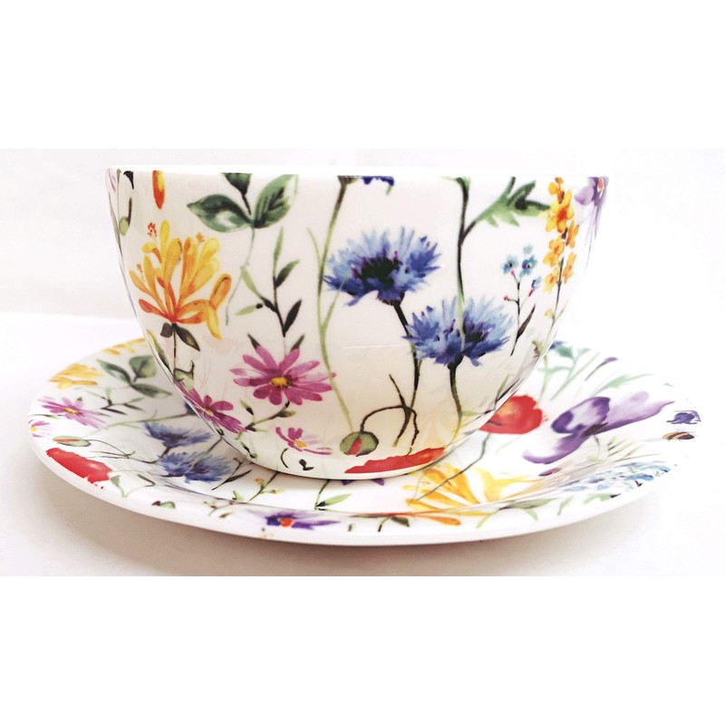 Wildflowers Meadow Breakfast Cup & Saucer Fine Bone China Set