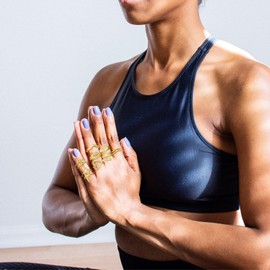 LKingel 8PCS Gold Chunky Rings For Women 14K Gold Plated Stacking Ring Set Open Dome Knuckle Rings Adjustable Chunky Signet Irregular Skeleton Geometric Stacking Ring Set (Style1)