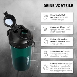 720°DGREE Fitness Shaker "uberShaker" - 550 ml - Premium Protein Shaker with Powder Compartment - Leak-Proof, BPA-Free - Shaker Cup, Mixing Cup for Creamy Protein Shakes, Gym, Workout, Nutrition