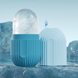 Molde de silicona Ice Roller Stripe - Ideal para aquellos que buscan beneficios para el cuidado de la piel y la belleza, eliminación de arrugas, acné y estiramiento de la piel.(Blue)