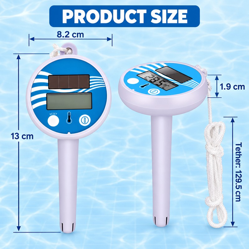 Solar Floating Pool Thermometer, Digital LCD Water Temperature Gauge with