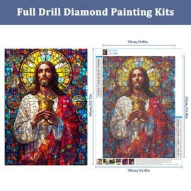 Auremi Jesus Diamond Painting Kits for Adults,5D Diamond Art Kits for Beginners,Round Full Drill Diamond Painting Art,DIY Painting by Numbers Diamond Art Painting 12x16 inch