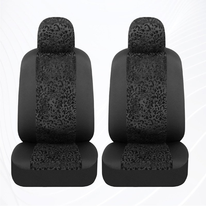 BDK Black Leopard Car Seat Covers for Front Seats, Animal