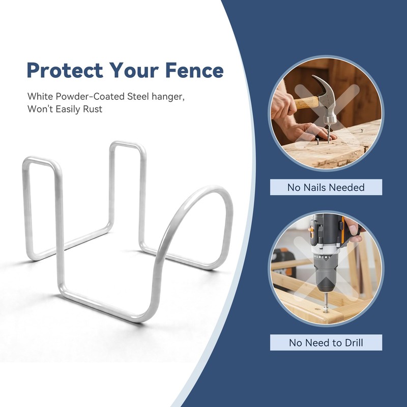 Heavy Duty Garden Hose Holder for Fence, Fits 2" Railings,