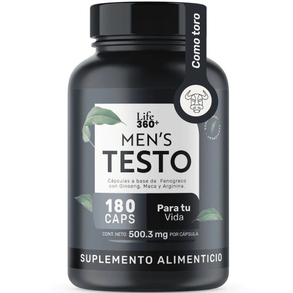 Mens Testo Life360 Fenogreco, Maca, L-Arginina Suplemento Alimenticio Hombre 180