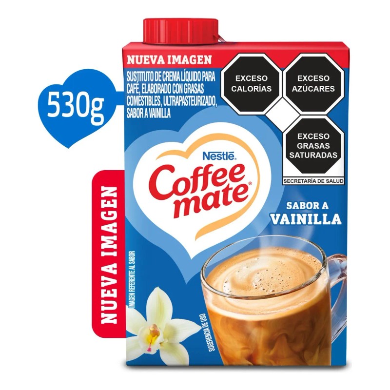 Coffee Mate Líquido Sabor Vainilla Sustituto Crema Café 530g