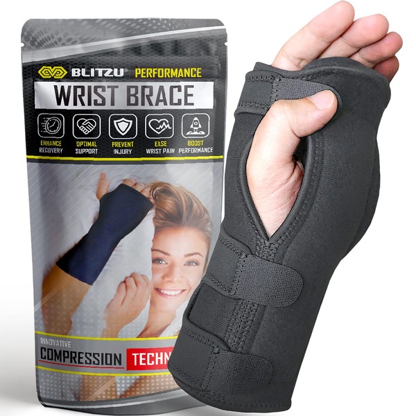 BLITZU Carpal Tunnel Wrist Brace Night Support Splint For Women Men. Pain Relief While Sleep. Fits Right & Left Hand For Arthritis Tendonitis. Cushioned Pads Treat Wrist Pain, Sprain, Sports Injury