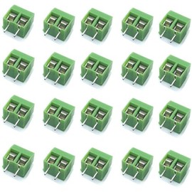 Pack of 20 2 Pin PCB Mount Screw Terminal Block, 5 mm Screw Terminal Block Connector for Electronic DIY Project (Green)