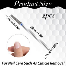 2 Pack Cuticle Bit Gel Remover Drill Bit 3/32" Small Cone Clean Medium Grit Carbide Nail Drill Bits Electric Nail Bits Professional Manicure Tool for Home Salon Use