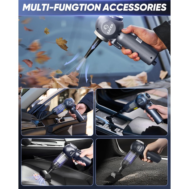 Saker 6 in 1 Car Vacuum Cleaner, 20000PA Handheld Vacuum