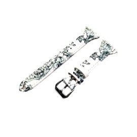 NICKSTON Orchids Floral Slim Band Compatible with Garmin Vivoactive 4 45mm Case Size Smartwatch Elegant Soft Leather Strap Bracelet PT22 (2. Black Color Buckle)