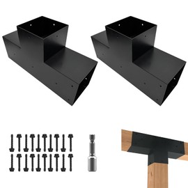 ITeVe.GD Pergola DIY Kit,2 Pcs 3-Way T-Angle Corner Brackets Elevated Wood Stand with Screws for 6"x6"(Inner Size:5.5"x5.5") Wood Beams,Pergola,Garden,Lumber&Metal Gazebo…………