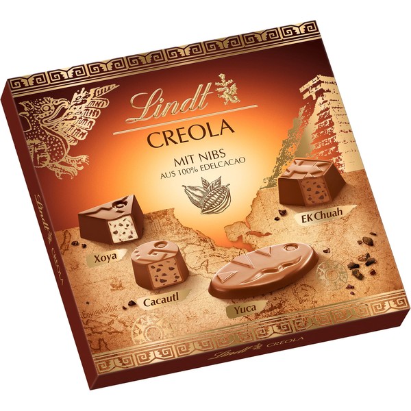 Lindt Chocolate - Creola Pralinés | 165 g | Chocolate Box with 15 Chocolates in 4 Delicious Varieties Alcohol Free with Cocoa Nibs Made from 100% Fine Cocoa | Chocolate Gift | Chocolate Gift