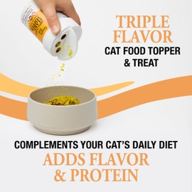 Good 'n' Tasty Triple Flavor Flake Topper & Treat for Cats, 0.8 Ounces, Cat Food Mixer Made with Real Alaskan Salmon, Herring and Shrimp, Complements Daily Diet