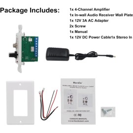 Herdio Bluetooth Wall Amplifier 4-Channels Volume Control USB/MIC/AUX(3.