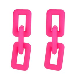 Kercisbeauty Statement Pink Acrylic Chunky Chain Link Earrings Sterling Silver Piercing Earrings Jewelry for Women (Chunky Chain)