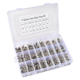 Diann 360pcs Fast-Blow Glass Fuses Assortment Kit 24 Values 5x20mm 250V 0.25 0.5 1 2 3 4 5 8 10 12 15 20A 6x30mm 250V 0.5 1 2 3 4 5 6 7 8 10 15 20A amp