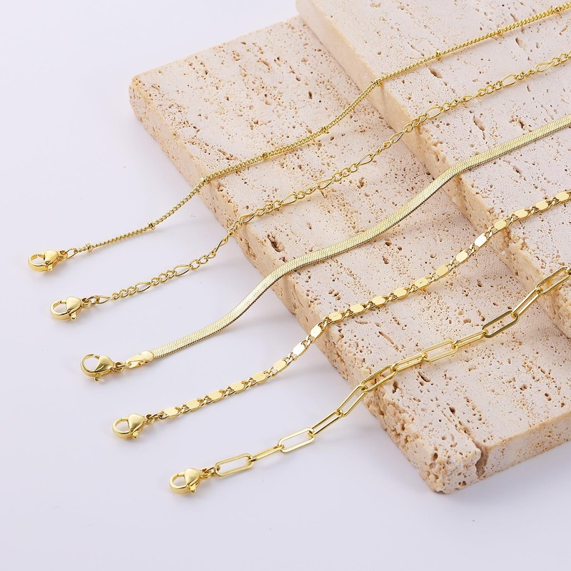 DEARMAY Dainty 14K Gold Chain Bracelets for Womens Trendy Waterproof