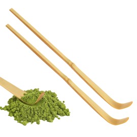 2 Pcs Bamboo Matcha Scoop Japanese Chashaku Matcha Spoon Hooked Tea Leaf Sticks Green Tea Scoop for Tea Ceremony Spices Condiments Coffee Powder