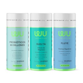 WU Nutrition Kit Salud Digestiva Integral  Probióticos, Fluye y Suelta  Probióticos 60 Billones, Enzimas Digestivas y Citrato de Magnesio  Apoyo...   