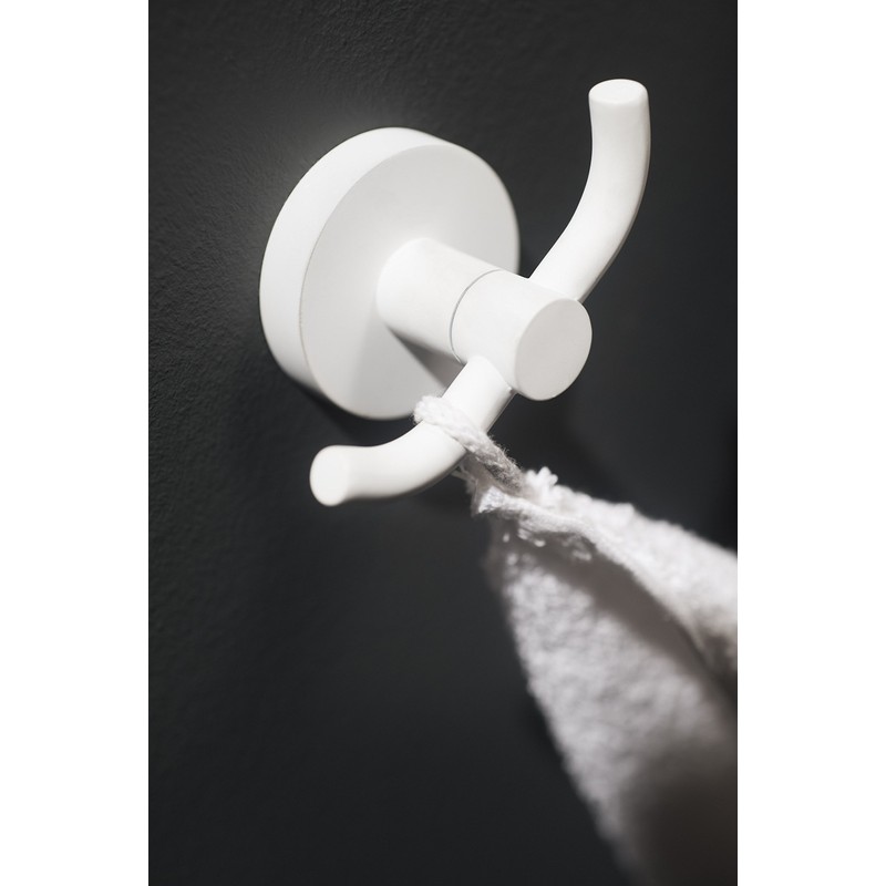 Haceka Double Hook Kosmos in White, Metal Silver, 10 x