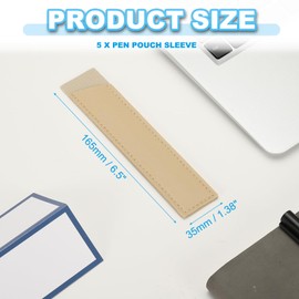 PATIKIL 5 Pcs Leather Pen Pouch Sleeve for Single, Handmade Fountain Pen Pouch Pencil Protective Cover Holder for Touch Ballpoint Pencil Hardcover Journals Notebook, Khaki
