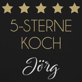 Geschenk mit Namen personalisiert by Shirtracer - Apron - Cooking Apron Men - 5 Stars Chef with Name - Gift Dad Grandpa Brother Hobby Chef Birthday Christmas Father's Day, 1 black