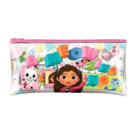 HOVUK 5Pcs Gabbys Dollhouse Back to School Supplies for Kids- 19cm| Flat Pencil Case Eraser Sharpener Ruler| Writing Stationery Set Gifts for Girls 3+Y
