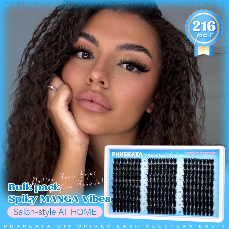 PHKERATA Lash Clusters Wispy Clusters Eyelash Extensions 12-20mm Fairy Eyelash