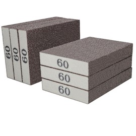 6 Pack 60 Grit Hand Sanding Block, Washable and Reusable Sanding Sponge Great for Pot Brush Pan Brush Sponge Brush Glasses Sanding Wood Sanding Metal Sanding (60 Grit)