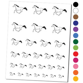 Thoroughbred Race Horse Running Temporary Tattoo Water Resistant Fake Body Art Set Collection - Red (One Sheet)