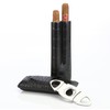 Cross Peak Products Black Leather Cigar Case Holder for 2