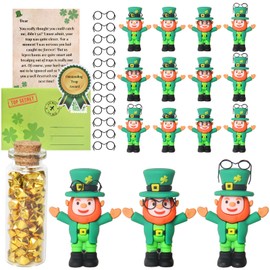 Lizgoxd 12Set St Patricks Day Mini Leprechaun Figurine Toys Small Thiny Leprechaun Trap Figurines Toy for St. Patrick's Day Party Favor Gift