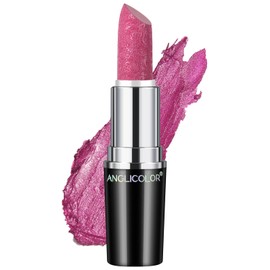 Anglicolor Metallic Glitter Lipstick,Pink Lipstick Highly Pigmented,Glitter Lipstick Moisturising,Velvety Smooth Application,Creamy Sculpted Design(#15 VELOCITY)
