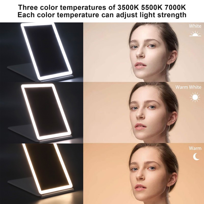 LED Makeup Mirror 3X Magnifying Lighted Compact Rechargeable Portable for